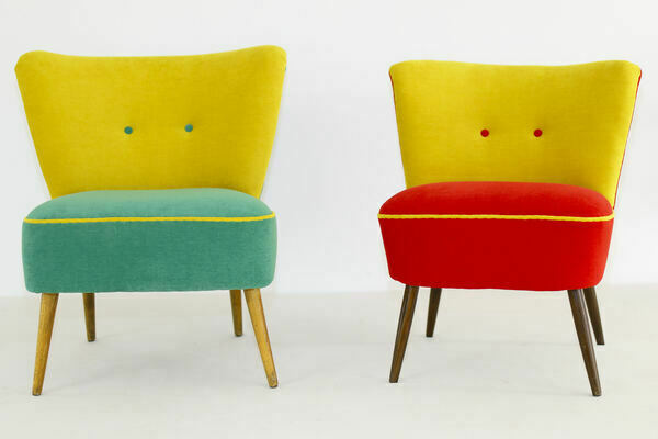 bunte Cocktailsessel gepolstert und bezogen in Breitnau